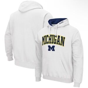NWT Men’s Large Colosseum White Michigan Wolverines Arch @ Logo 3.0 Hoodie